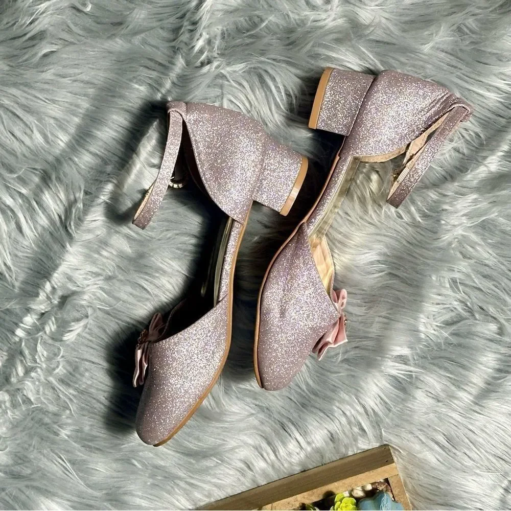 Badgley Mischka gold rose shoes